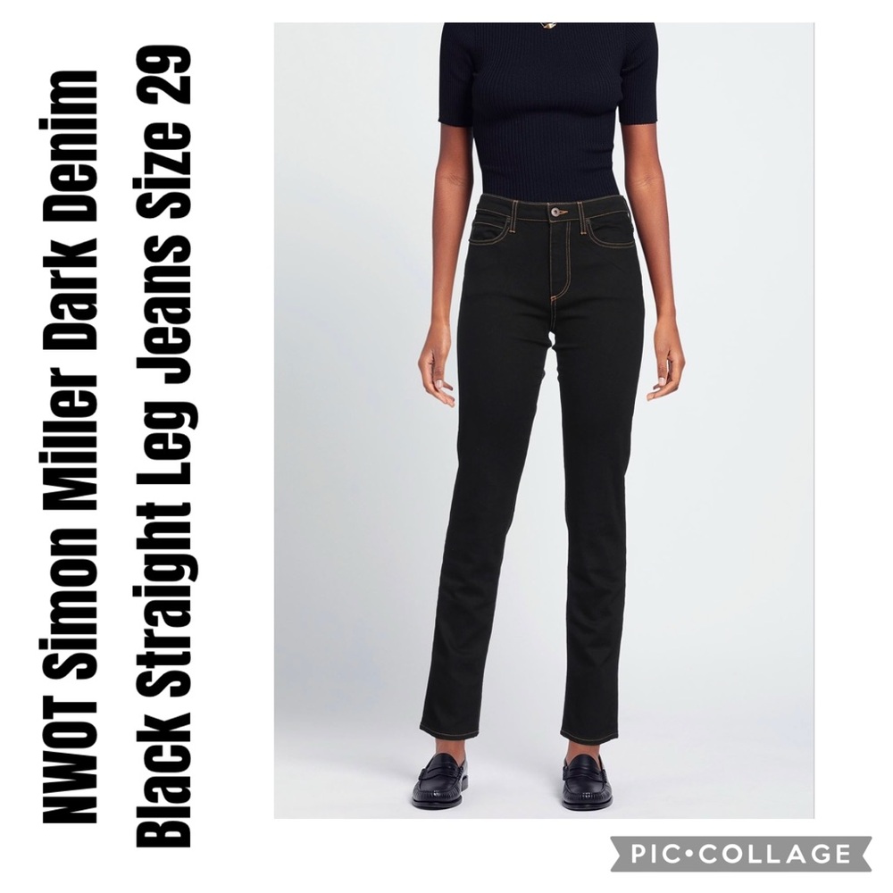Simon Miller Dark Denim Black Straight Leg Jeans Size 29